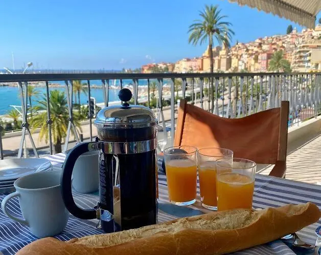 Le Garavan-vue Mer-plage-clim-terrasse * 芒通